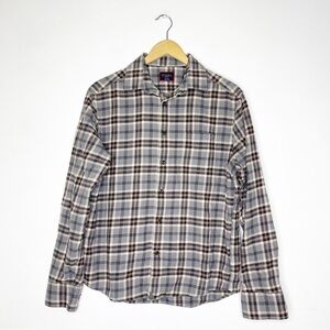 Untuckit Brown Button Up Flannel Mens Shirt Size Medium